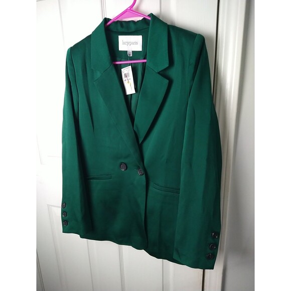 Lucy Paris Woman S Kelly Green Career Blazer Lined Long Sleeve Professional Care - Picture 2 of 10